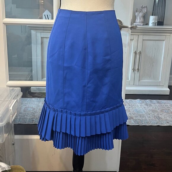 Nanette Lepore Blue Ruffle Pencil Skirt size 0 - Picture 1 of 7